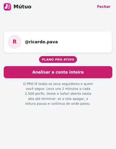 Selo Plano PRO ativo e o botão Analisar a conta inteira